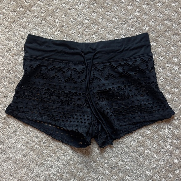 Black Lace Swim Shorts - Picture 2 of 8
